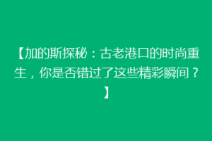 【加的斯探秘：古老港口的时尚重生，你是否错过了这些精彩瞬间？】