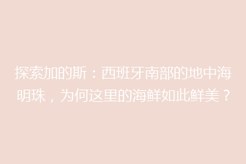 探索加的斯:西班牙南部的地中海明珠,为何这里的海鲜如此鲜美?