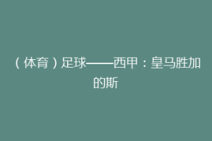 （体育）足球——西甲：皇马胜加的斯