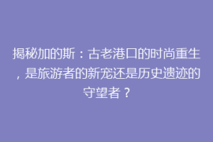 揭秘加的斯：古老港口的时尚重生，是旅游者的新宠还是历史遗迹的守望者？