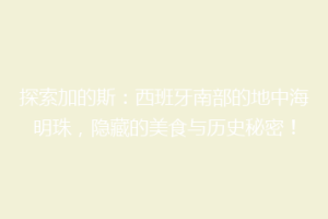 探索加的斯：西班牙南部的地中海明珠，隐藏的美食与历史秘密！